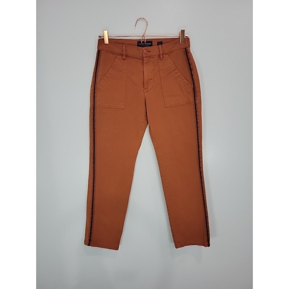Lucky Brand Poppy Brown High Rise Cropped Straight Leg Utility‎ Pants Size 2/26